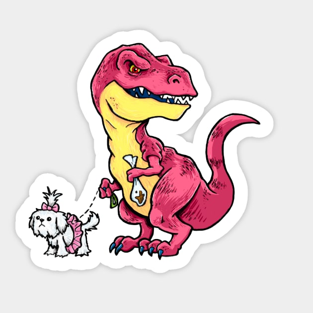 Jurassic Dog Park (Rex) Sticker by ArtByJamesPowell